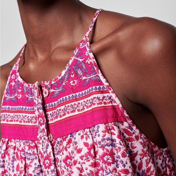 Faherty Adella Indian block print floral sleeveless jumpsuit size XS bohemian - Picture 3 of 14